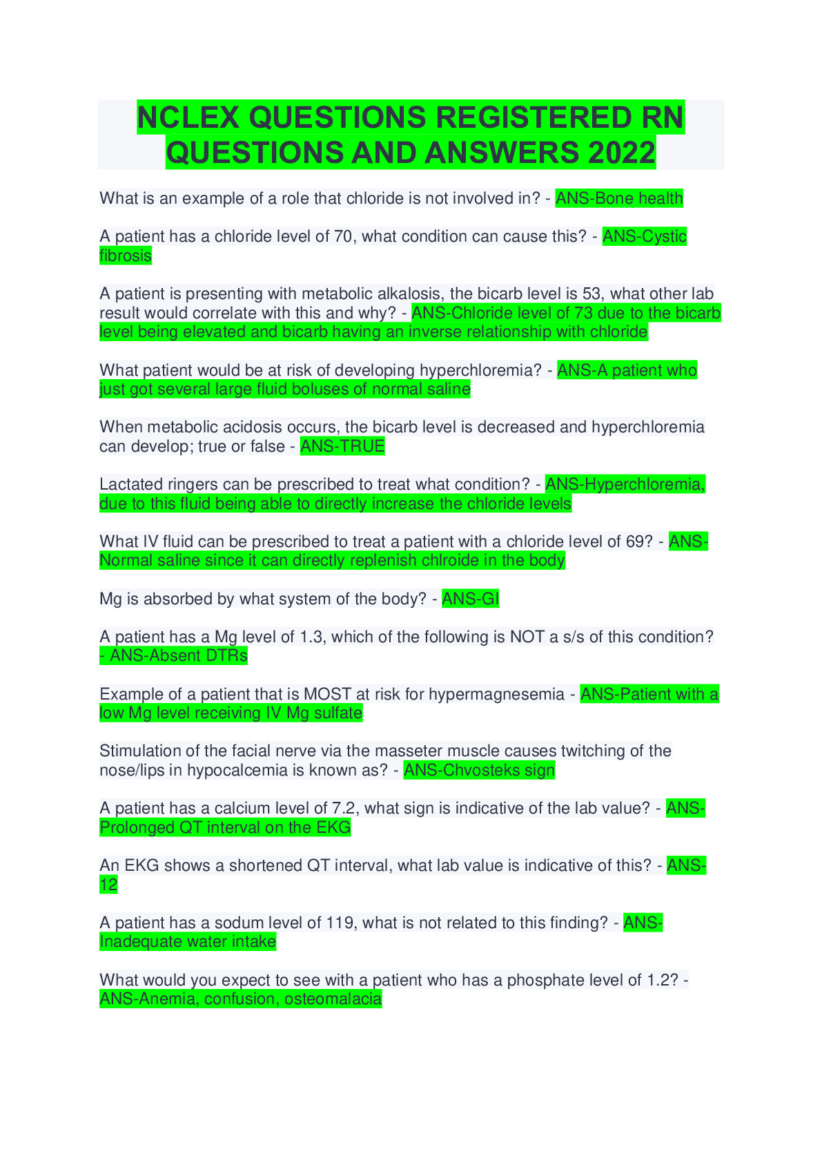 Preview image for NCLEX QUESTIONS REGISTERED RN QUESTIONS AND ANSWERS 2022